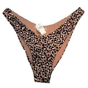 NWT Aerie Leopard Print Cheekier Bikini Bottom XL High-Leg Swim Tan Black